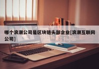 哪个浪潮公司是区块链头部企业[浪潮互联网公司]